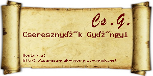 Cseresznyák Gyöngyi névjegykártya